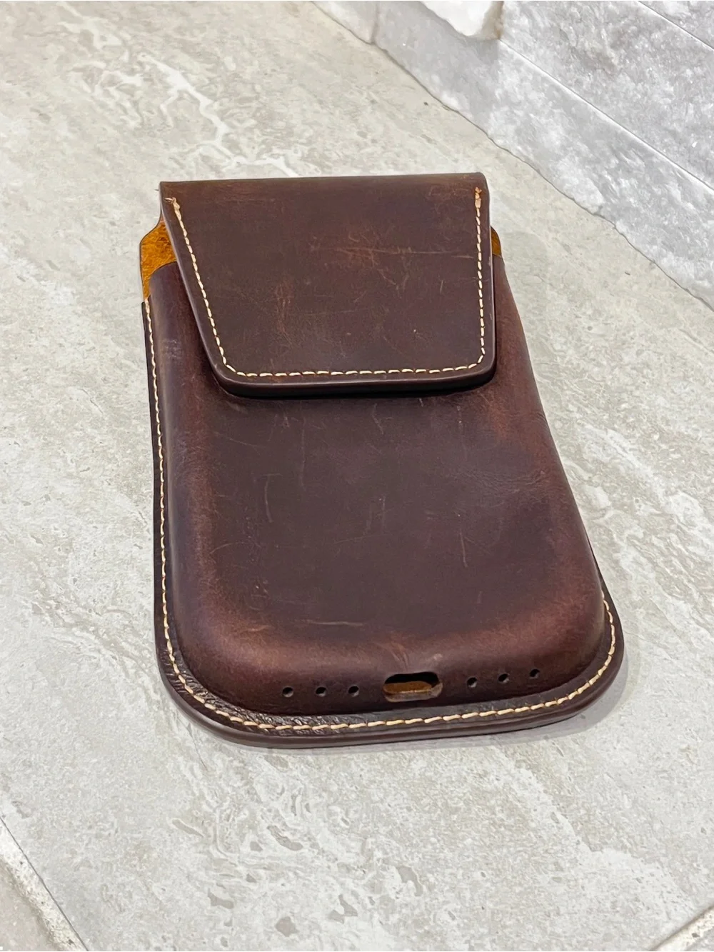 Leather Phone Pouch Case - Brown